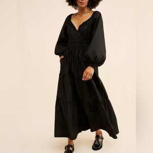Anthropologie Somerset Black long sleeve Maxi Dress